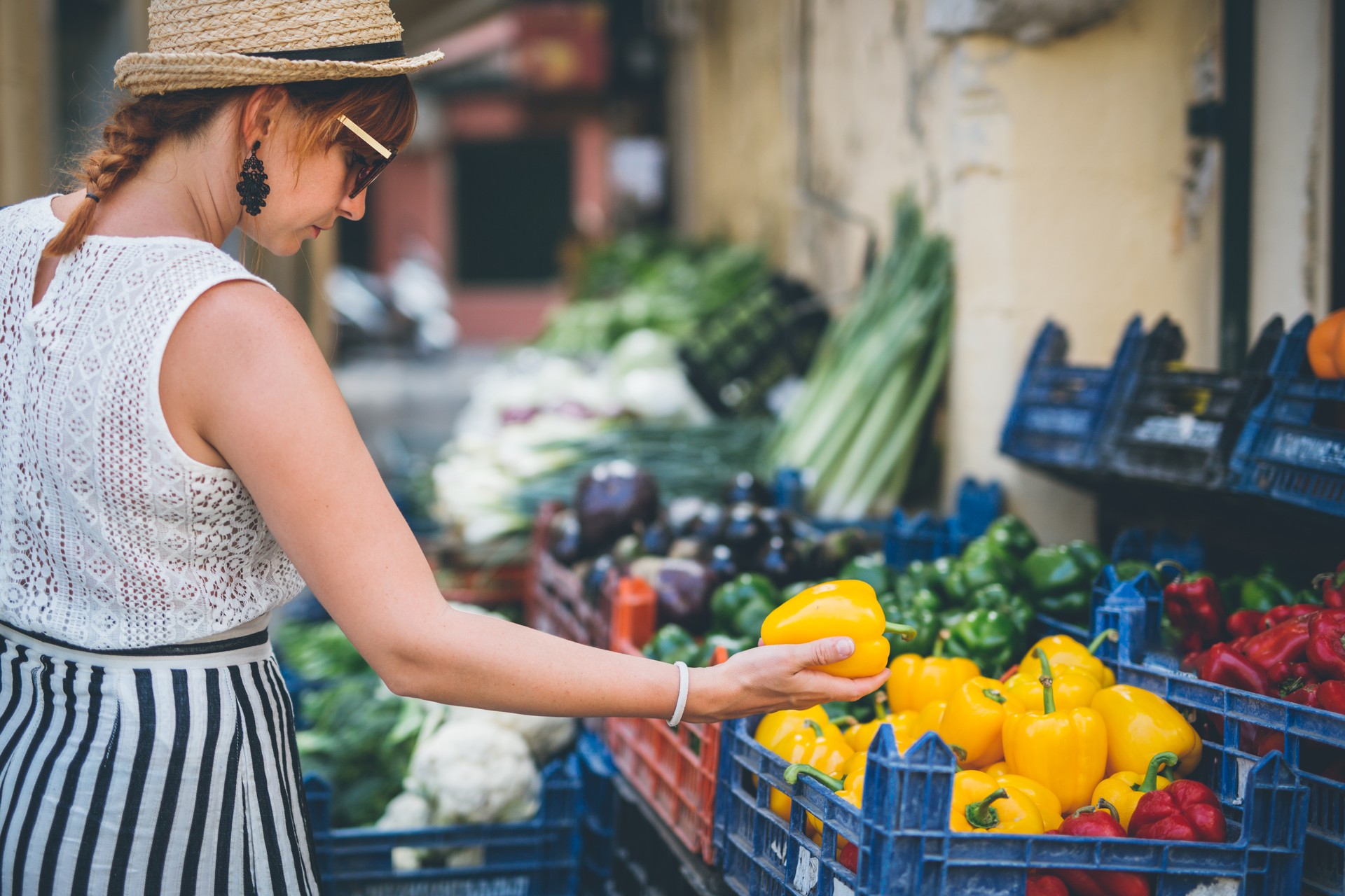 Tourist woman at market